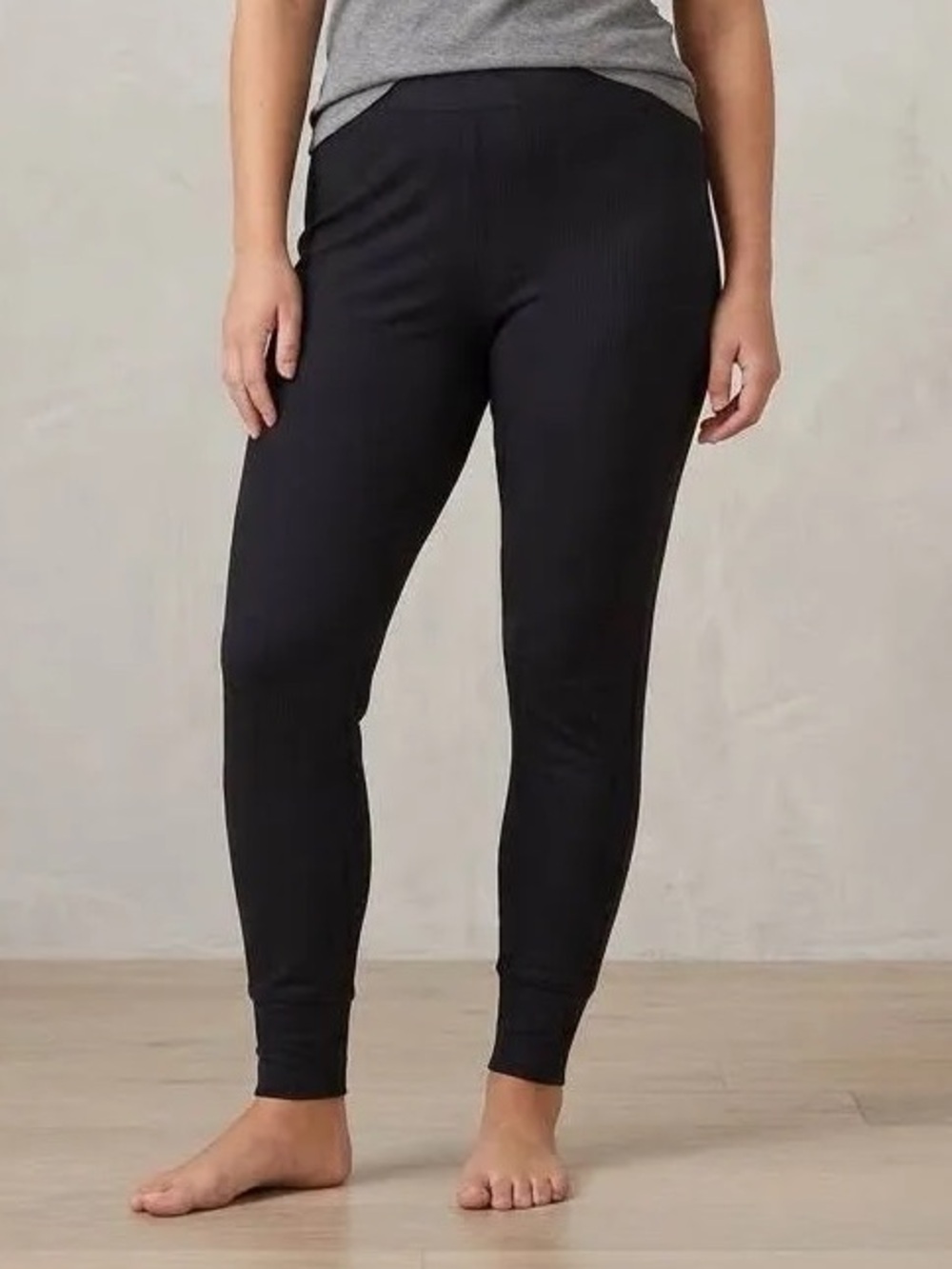 Stars Above Ribbed Sleep Jogger Pants Black Large | Cozy Lounge Pajama Bottoms